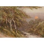 English School. Wooded Landscape with Sunset, circa 1850s