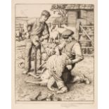 Anderson (Stanley, 1884-1966). Sheep Shearing, 1941, copper line engraving