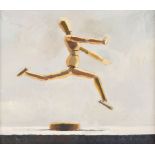 Cadogan (Nancy, born 1979). Leaping Artist's Mannequn, 2002, oil on linen, signed