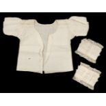 Lace. An infant's shirt with Hollie Point lace dated May 3 1768, & a pair of cuffs