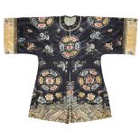 Chinese Embroidered Robe. A female calligrapher's silk robe, late Qing Dynasty