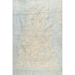 Embroidered fabric. A large uncut length of embroidered silk, Chinese circa 1910