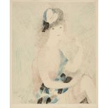 Laurencin (Marie, 1853-1956). L'Éventail Rose, 1927, etching printed in colours, signed