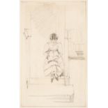 Maclise (Daniel, 1806-1870). Study of a girl reading seated in a doorway, pencil on paper