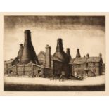 Brammer (Leonard Griffith, 1906-1994). Bottle Ovens, circa 1948, etching, signed