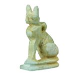 Egypt. An Ancient Egyptian faience cat amulet