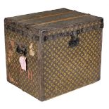 Louis Vuitton Hat Trunk. Stencilled monogrammed canvas with black solid steel trim, circa 1920