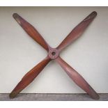 Propeller. A WWI FE2b four blade mahogany propeller with brass sheaths