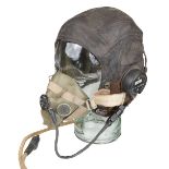 Flying Helmet. A WWII RAF C type wired flying helmet worn by 'D F Mallard'