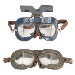 Flying Goggles. A pair of WWII Mk VII flying goggles plus a Mk VIII pair