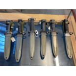 Fighting Knife. A collection of six American fighting knife / bayonets