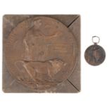 Pair: WWI Memorial Plaque and Victory Medal to Private W. Thurlow, Devonshire Regiment