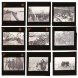 World War One. A group of 50 diapositive magic lantern slides of scenes from the First World War