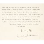 Churchill (Winston Spencer, 1874-1965). Typed Letter Signed, 13 December 1909