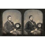 Stereoscopic daguerreotype. Portrait of an unidentified young man, probably a Gurney family member