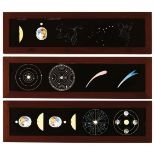Astronomical Slides. A set of 12 hand-painted panoramic lantern slides & 1 lever slide of astronomy