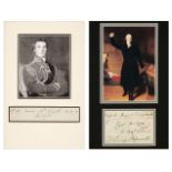 British Prime Ministers. A group of 6 British prime minister autographs, 1827