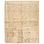 Quaker Marriage Certificate. Manuscript marriage certificate of John Martiall & Ann Fletcher, 1691