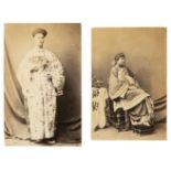 China. A pair of unmounted carte-de-visite-size photographs of Chang the Giant and his wife, 1868