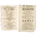 Theatre Broadsides. A group of 42 printed letterpress theatre broadsides, London, c. 1779-1869