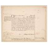 Walpole (Robert, 1676-1745). Document Signed, ‘R Walpole', 1741