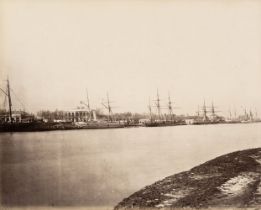 China. River view with ships in the background, Tientsin [Tianjin], c. 1870s, albumen print