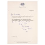 Thatcher (Margaret Hilda, 1925-2013). Typed Letter Signed, 2003