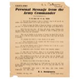Montgomery (Bernard Law, 1887-1976). Personal message from the Army Commander, 1943