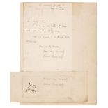 Browning (Robert, 1812-1889). Autograph Letter Signed, 'Robert Browning', 11 May 1877