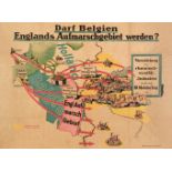 World War One Poster. Darf Belgien Englands Aufmarschgebiet Werden? Berlin, c. 1914