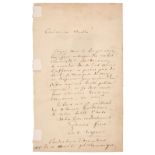 Wagner (Richard, 1813-1883). Autograph Letter Signed, 1855