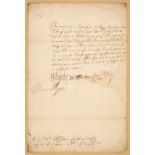 Pepys (Samuel, 1633-1703). Document Signed, 1661