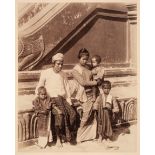 Burma. A Burmese Family Group by a Temple, c. 1870