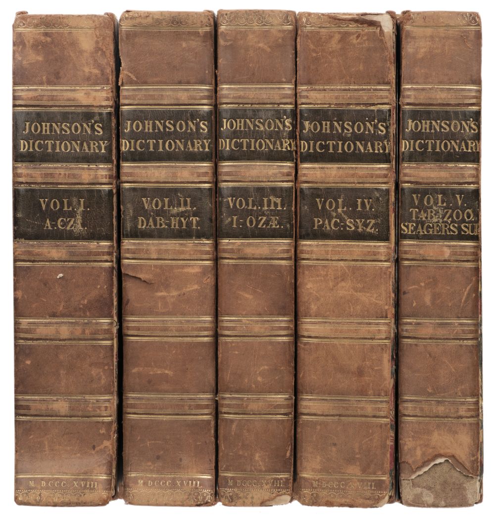 Johnson (Samuel). A Dictionary of the English Language, 5 volumes, 1818