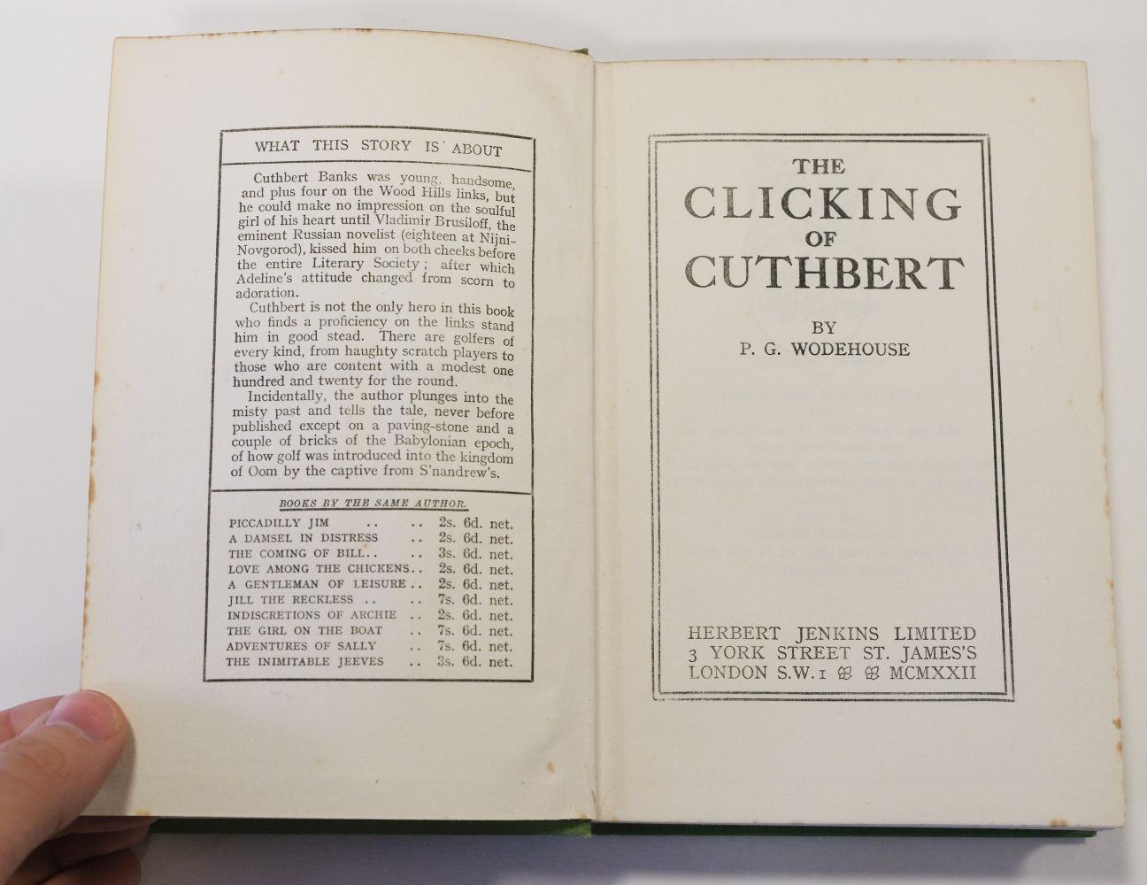 Wodehouse (P.G.). The Clicking of Cuthbert, 1st edition, 1922 - Image 8 of 12