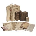 Book covers. A selection of antiquarian book covers and boards, mostly 17th & 18th century