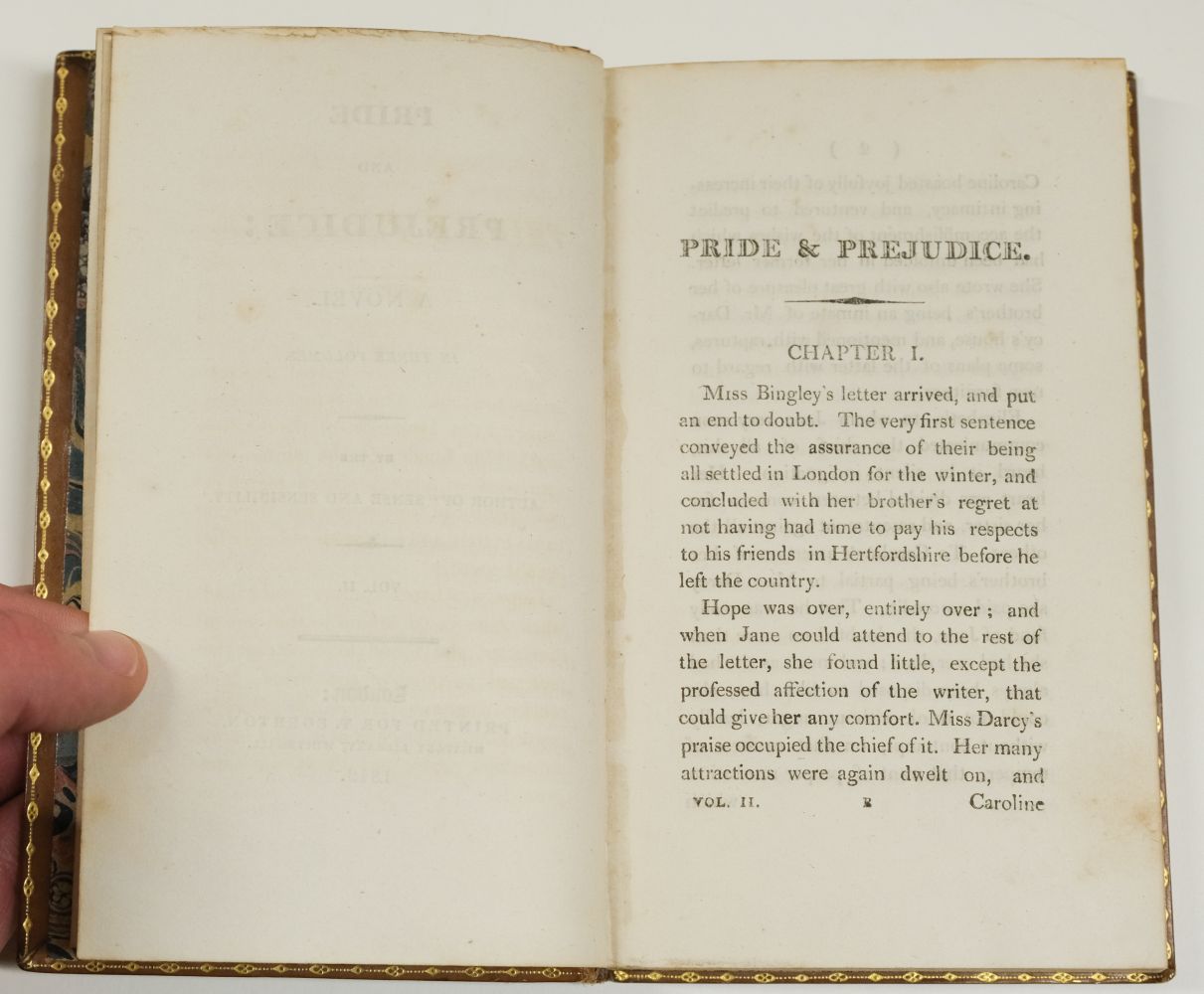 Austen, Jane. Pride and Prejudice: A Novel... 3 volumes, 1st edition, 1813 - Image 25 of 41