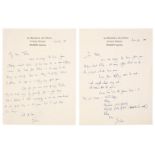 Greene (Graham (1904-1991). Three Autograph Letters Signed, 'Graham'