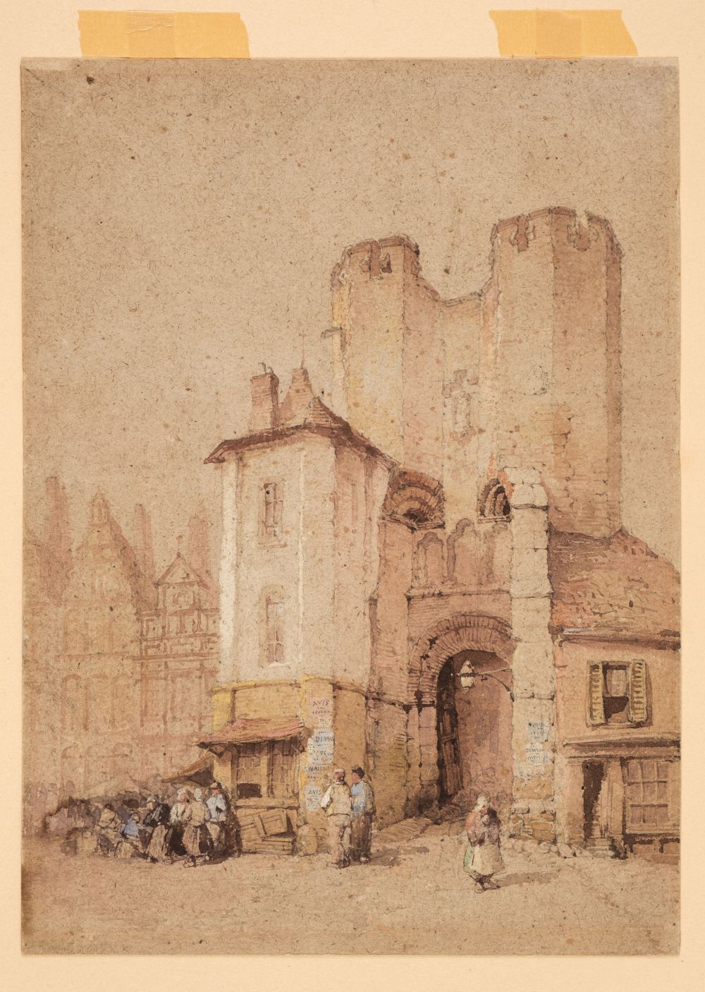Wood (Lewis John, 1813-1901). Ancient Buildings, Dinan, Brittany, watercolour - Image 2 of 2