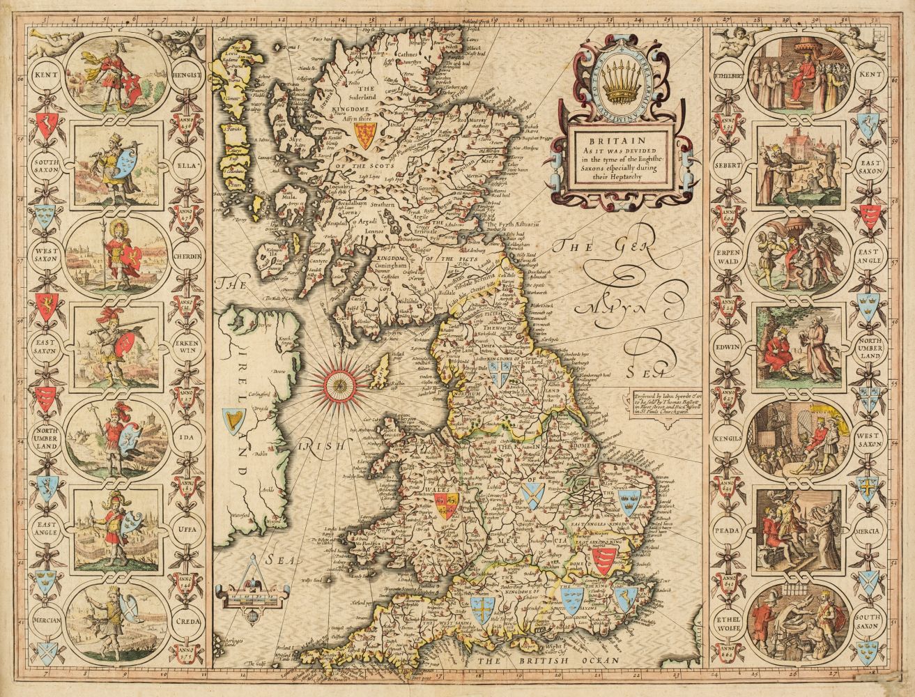 British Isles. Speed (John), Britain as it was devided in the tyme of the English Saxons..., 1676