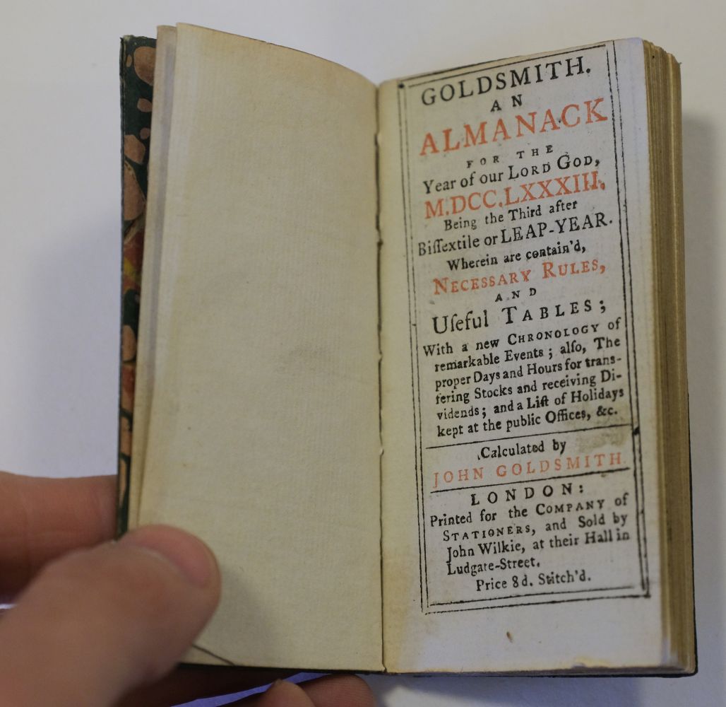 Miniature almanacks. Goldsmith. An Almanack for the Year... M.DCC.XCIII, by John Goldsmith & 2 - Image 17 of 18