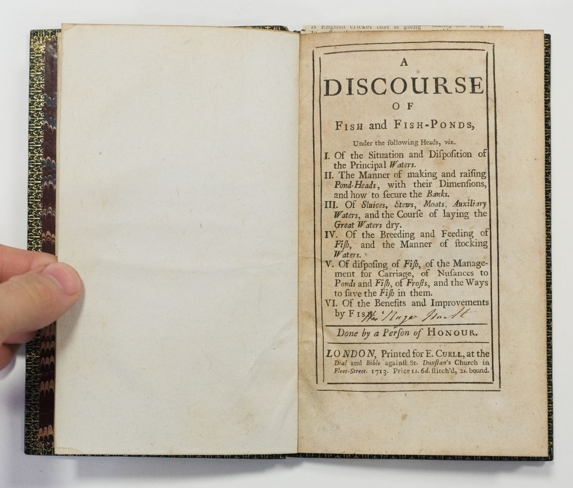 North, Roger. A Discourse of Fish and Fish-Ponds... , 1st edition, London: E. Curll, 1713 - Image 7 of 11