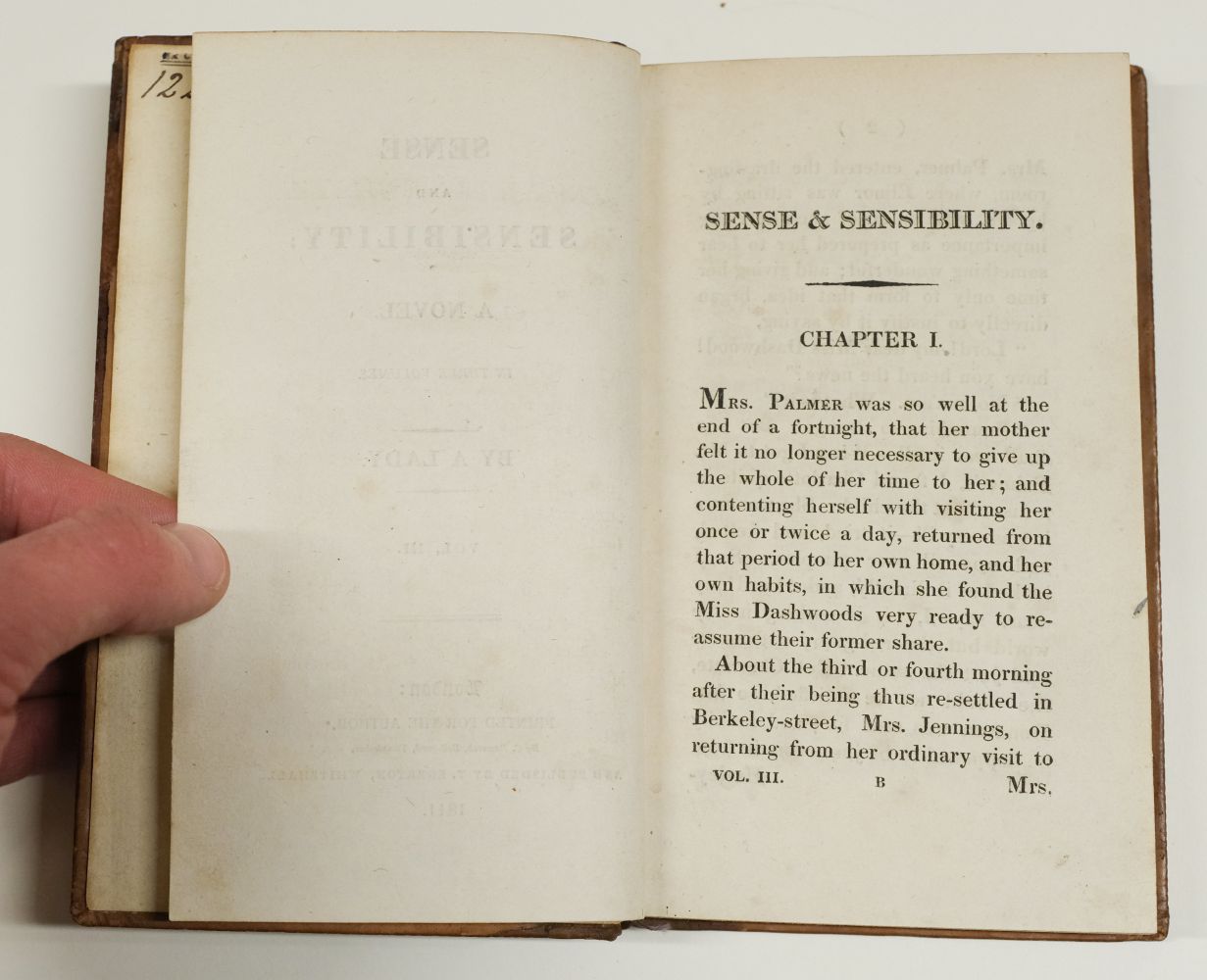 Austen, Jane. Sense and Sensibility: A Novel, 3 volumes, 1st edition, 1811 - Image 25 of 30