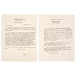 Greene (Graham, 1904-1991). Two Typed Letters Signed and final page of a Typed Letter Signed