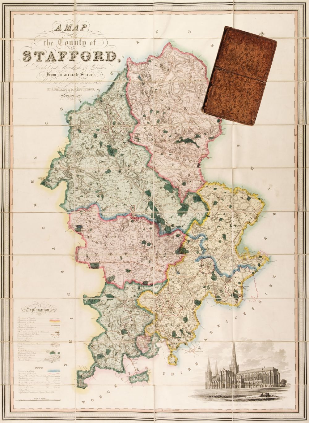 Staffordshire. Phillips (J. & Hutchings W.F.), A Map of the County of Stafford..., 1832