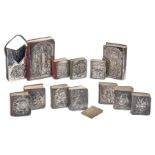 Miniature books. A group of 13 miniature or small format books, with silver covers