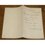 Wodehouse (Pelham Grenville, 1881-1975). Autograph Letter Signed, 'P.G. Wodehouse'