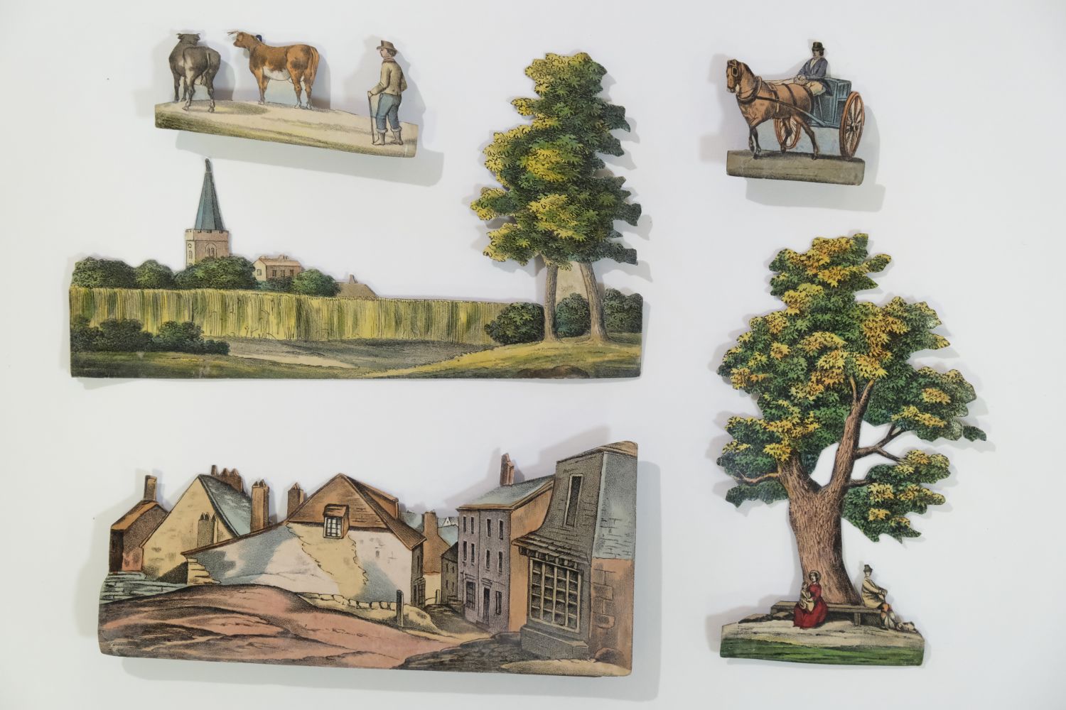 Miniature scenery. A collection of cut-out figures and 2 backdrops, circa 1870s - Image 4 of 7