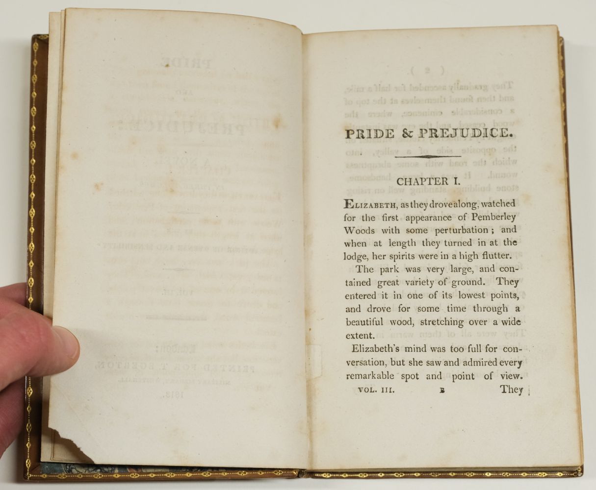 Austen, Jane. Pride and Prejudice: A Novel... 3 volumes, 1st edition, 1813 - Image 37 of 41