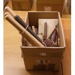 Type and finishing tools. Four sets of 30 pt brass type and selection of finishing tools